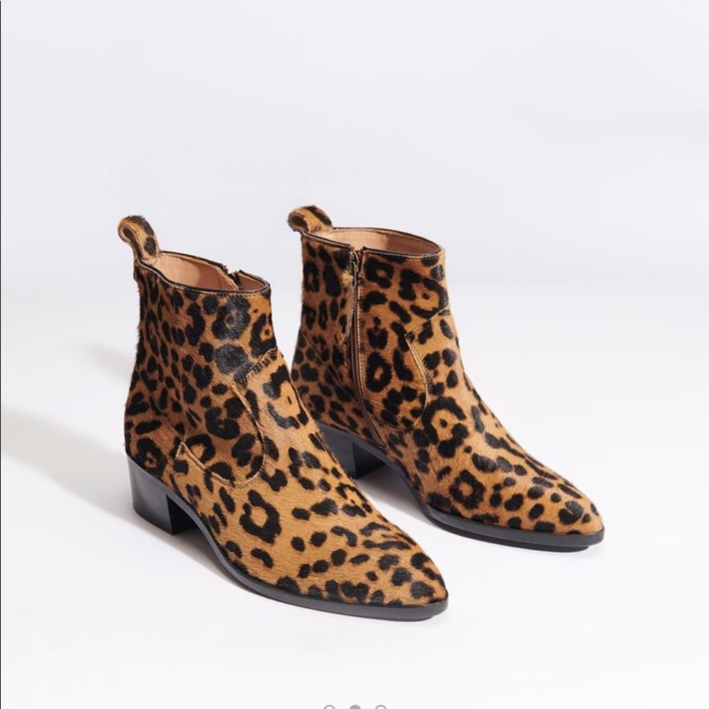 Veronica Beard Leopard calf hair bootie